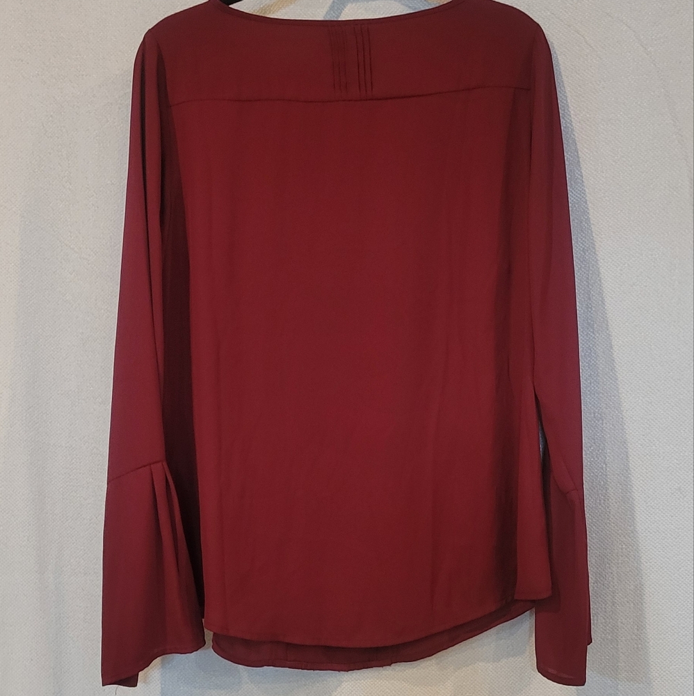 White House Black Market Blouse in Red wine color, long sleeve 12 - Picture 4 of 7